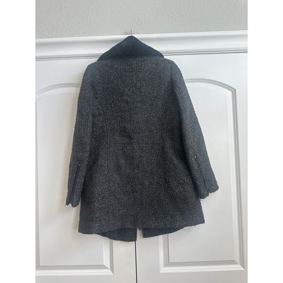 Kenneth Cole Smokey Gray Wool Blend Fux Fur Collar Zip Up Coat - Picture 8 of 8